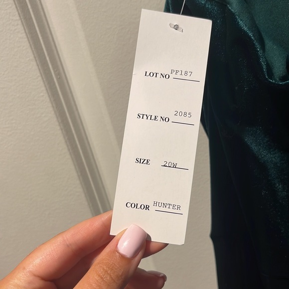 Beautiful hunter green velour bridesmaid dress, size 20W. Unaltered + never worn - Picture 6 of 6